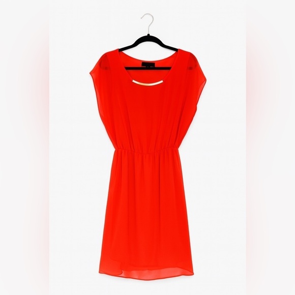 AB Studio Dresses & Skirts - AB Studios Women’s Size Large Orange Pull-On Dress Gold Bar Neck Accent Lined